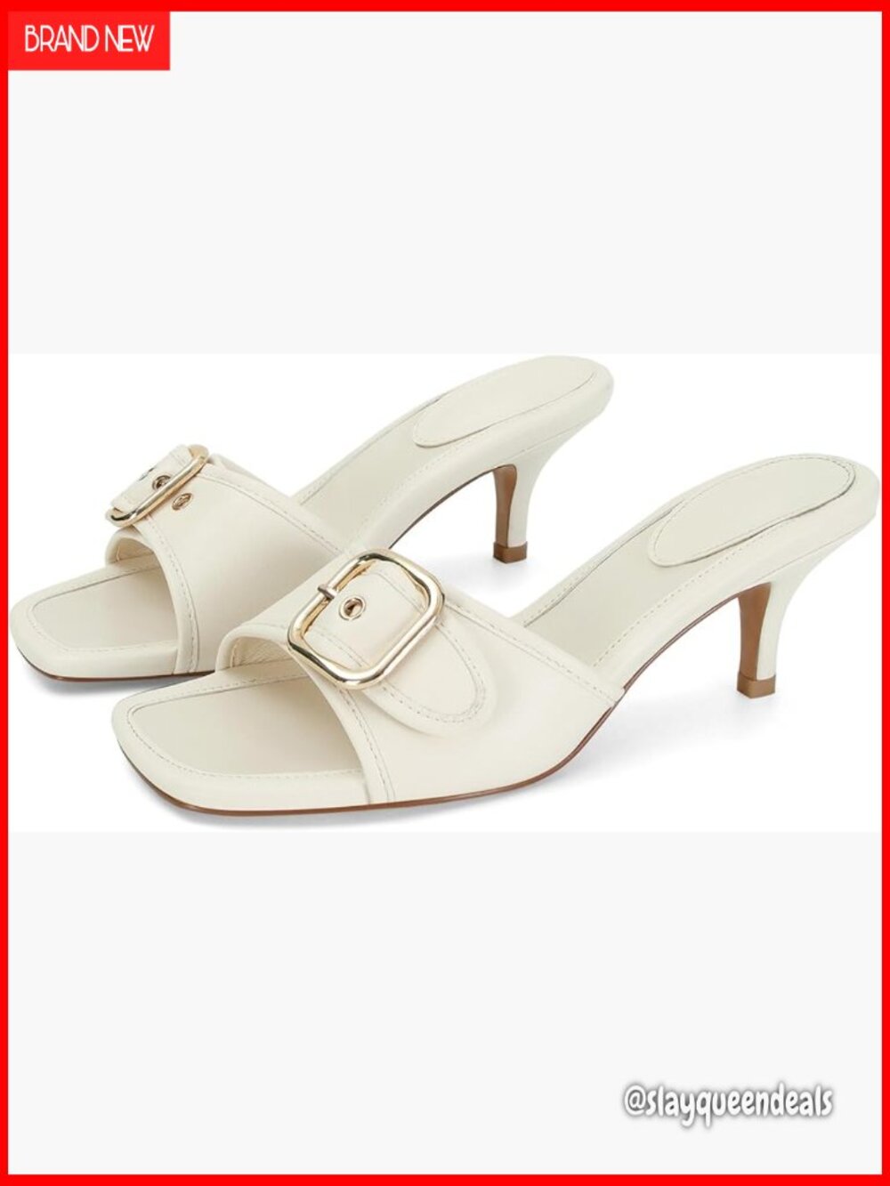 Kitten Heel Sandals Square Open Toe Mule Slide Low Heel Dress Shoes
